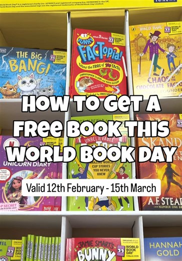📚FREE book for World Book Day?✨ 🗓 Valid 12 Feb - 15 March 2026 📍 Redeemable in participating stores and bookshops World Book Day digital book tokens can be used to buy a £1/€1.50 World Book Day book or to get £1/€1.50 off a full-price book.🙌 @WorldBookDayUK #WorldBookDay #bookstagram #freebook