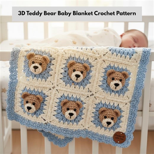 Crochet Teddy Bear Blanket Pattern PDF | Easy Baby Blanket Crochet Tutorial | Cute Teddy Design | Step by Step Baby Gift Crochet Pattern - Etsy