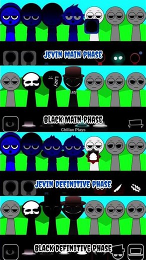 Sprunki Main Phase 1-7 Vs Sprunki Definitive Phase 1-7 Of Jevin & Black #incredibox #sprunkimod
