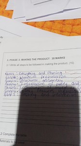 PHASE 3: MAKING THE PRODUCT 35 MARKS3.1 Write all steps to be... | Filo