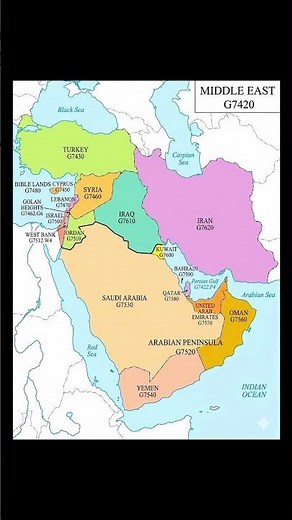 Comprehensive geopolitical map of the Middle East illustrating regional divisions and territorial