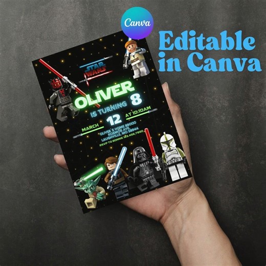 Printable Birthday Invite, Editable Invitation, Instant Download, Wars Invitation, Star Invite, Wars Invitation, Darth Vader Birthday Party - Etsy