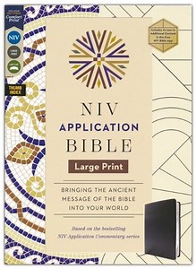 NIV Application Bible, Large Print--european bonded leather, black (indexed)
