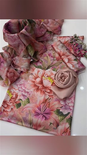 Trending Hit Code Digital Printed Shamooz Silk 3 PC Dress order now 03181401002 #trending #silk