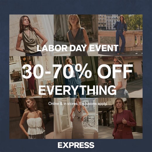 Long weekend = the perfect time to shop. 30-70% off EVERYTHING is on. | Express