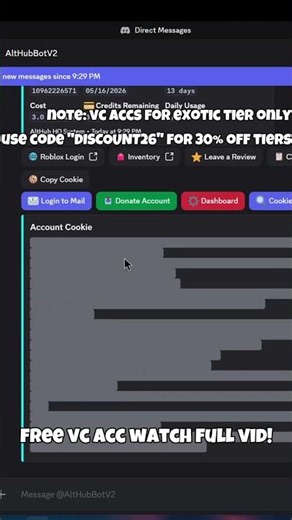 vc accounts althub for free #roblox #alt #generator #free #fyp #fypシ #viral