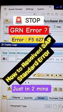 SAP MM 🚨 GRN Posting Error in SAP ❌ GRN Error Message F5201 #sap #sapmm #sapjobs