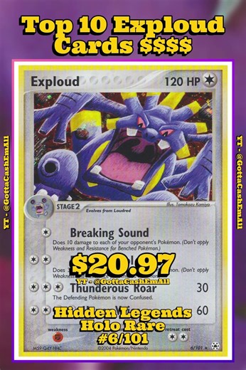 Top 10 Rarest & Most Expensive Exploud Pokémon Cards! 🔊🔥 #pokemon #top10 #tcg #pokémon #pokemoncards