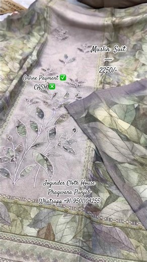 Muslin Digital Printed Suit with Thread and Patch Work ❤️