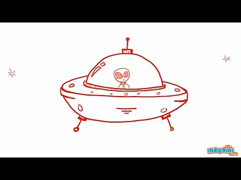 How To Draw a Spaceship (UFO) - Learn Step By Step Drawing for Kids | Educational Videos by Mocomi