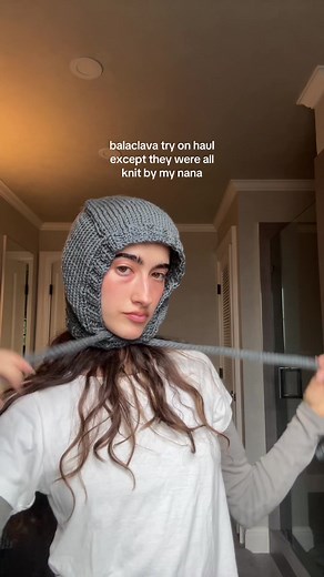 i can’t pick a fav!! she’s so talented #balaclava #knitting #winterknits #tryonhaul #christmashaul
