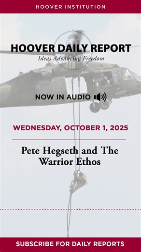 In today's Hoover Daily Report (HDR): - Hoover Senior Fellow Lt. Gen. H.R. McMaster explores the intent of a rare gathering of all of America's flag officers in a Quantico, Virginia, Marine base auditorium to hear from Defense Secretary Pete Hegseth. -Scholars from Hoover's Financial Regulation Working Group launch a landmark collaboration with the European Central Bank to predict what may cause the next global financial crisis. Don't miss critical analysis on the issues shaping our world—subscr