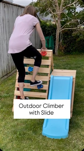 Xtreme Play and Family Fun on Instagram: "✨Our wooden outdoor climber with slide is designed for toddlers and preschoolers who won’t stop climbing. Safe outdoor play for them. A calm moment for you.😊"