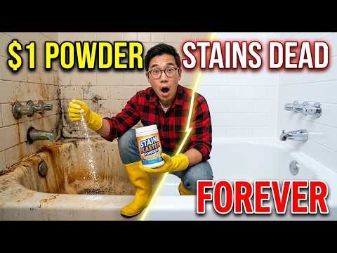 $1 Powder KILLS ALL Bathtub Stains. PERMANENTLY. No Scrubbing. No Bleach. BURIED Since 1953