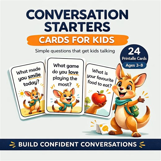 Kids Conversation Starter Cards | 24 Printable Talk Cards for Social Skills (ages 3-8) - Etsy