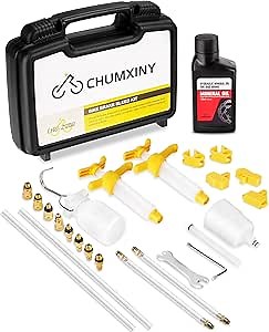 CHUMXINY Brake Bleed Kit for Shimano, TEKTRO, TRP Hydraulic Disc Brakes. Bicycle Hydraulic Brake Bleed Kit Includes Brass Connector, 150ML Mineral Oil Brake Fluid
