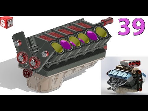 V12 Car Engine - 39. Cylinder Block Assembly (Project 04) Design by Solidworks
