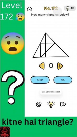 Brain Out level 172 how many triangles below? ❓😰 #Mr popular 01 gaming