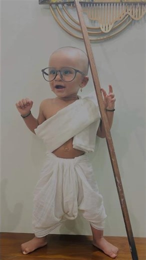 Cute Little Baby Gandhi | Gandhi theme baby photoshoot | 8 months old baby