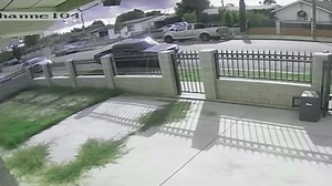 NEW VIDEO: A security camera captured video of a dramatic crash that followed a shooting in Azusa Monday morning. Updates: https://bit.ly/3P3erS4 | KTLA 5 News