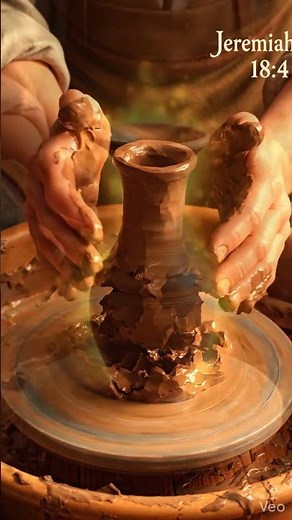 Potter shaping clay vessel