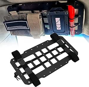 RULLINE Car Sun Visor Rigid Molle Organizer Panel with Elastic Strap Compatible with Backpack Tactical Accessories Gear Holder Molle Pouches EDC Tools