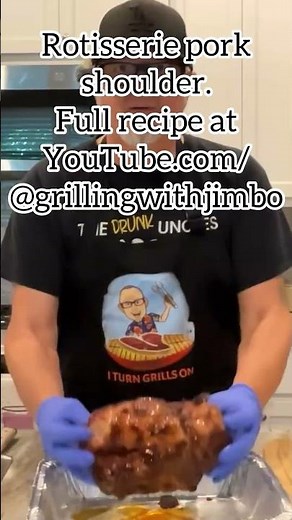 Rotisserie pork shoulder. Full recipe at https://youtu.be/PLWjx8TvNq8?si=dGmb29FlmPrykC7Q