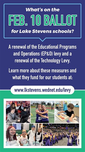 Wondering what’s on the Feb. 10 ballot for LSSD? Two levy renewals—EP&O and Technology. The video explains what each funds and why levies aren’t the same as bonds. Ballots will be mailed to registered voters beginning Friday, Jan. 23, and are due by Tuesday, Feb. 10. Learn more at www.lkstevens.wednet.edu/levy #LSSDLevies #LSSDBetterTogether | Lake Stevens School District