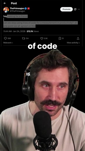 ThePrimeagen on Instagram: "Lines of Code"