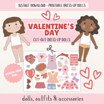 Valentine’s Day Paper Doll Dress-Up - Printable Activity for Kids