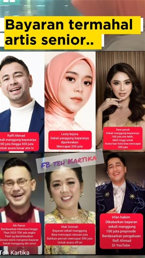 Bayaran termahal artis senior #raffiahmad #lestikejora #dewipersik #soimah #ramzi #viral #jutawan