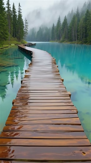 Rainy Lake Walkway & Gentle Piano Music | Relaxing Sleep Music雨中湖畔木栈道 · 温柔钢琴放松音乐 | 助眠 ·治愈 #relaxing