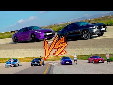 INTENSE YOUTUBERS DRAG RACE! NISSAN GT-R vs FORD MUSTANG GT