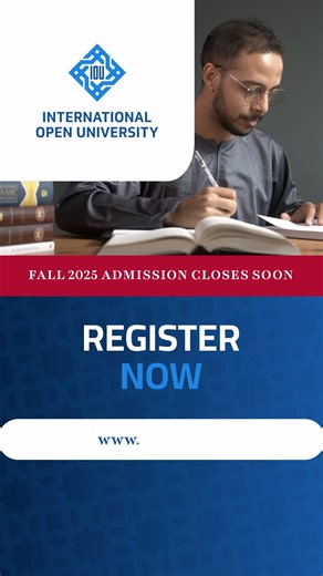 Fall 2025 admissions closes soon. Enroll by 28th September and start your ILM journey with IOU. Join thousands of students worldwide enjoying flexible, affordable, and high-quality online education with Islamic values. Register Today: https://iou.edu.gm/?utm_source=facebook&utm_medium=social&utm_campaign=spring2025-iou-fb | International Open University - IOU