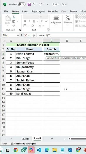Search Function |how to Use Search Function In Excel |‪@cslwithpooja‬ #excel #computer