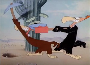 "What's Buzzin' Buzzard?" (1943) is an infamous Tex Avery cartoon because these two buzzards spend the entire cartoon trying to eat each other. It's great! This gag is so violent but so funny. Too much? #texavery #animation #cartoon #mgm | Gabe_Swarr