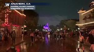 Storms chased Disneyland visitors home early Monday evening as #lightning was spotted. Check out the scene below. 🔽🔽 | WeatherNation