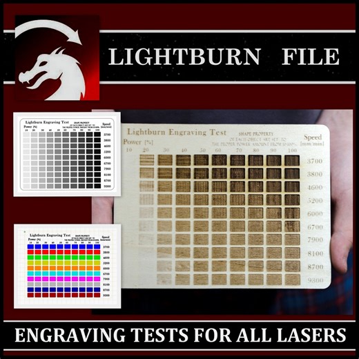 Lightburn Laser Test File: Engraving Material Test Card (SVG, DXF) - Etsy