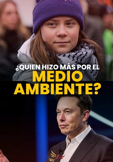 🌍 ¿Indignación o innovación? ¿Quien ha hecho más por el medio ambiente: Greta Thunberg o Elon Musk 🚗⚡? Muchos creen que salvar el planeta depende de marchas y discursos. Pero la realidad es que la conciencia no reemplaza tecnologías ni reduce emisiones por sí sola. El contraste es claro: Greta Thunberg: Representa la rabia moral y el ruido mediático, pero sus propuestas suelen ir contra el progreso y la innovación. Elon Musk: Con Tesla, convirtió el auto eléctrico en una industria global, evit