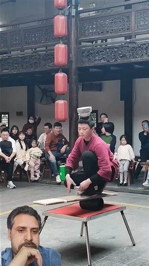 Incredible balence Act - Bowl Stacking Mastery on a Rolling board 🛹 🎩😱
