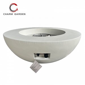 [Hot Item] 65000BTU 42 Inch Beige White Concrete Fire Pit Bowl for Outdoor Warmer