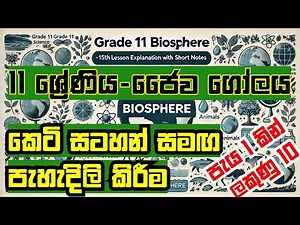 11 ශ්‍රේණිය | ජෛවගෝලය | 15 වන පාඩම | කෙටි සටහන් සමඟ පැහැදිලි කිරීම Grade 11 Science : Short Notes