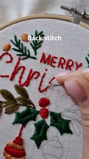 Back Stitch Basics 🎄✨ | Merry Christmas Embroidery #embroidery #tutorial #diy #christmas #diy #craft