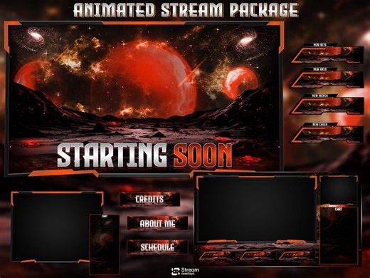 Galaxy Stream Overlay Pack | Animated Planet Screens | Cosmic Theme | Starting Soon BRB & Alerts | Animated Scenes | Gaming Panels | Sci Fi - Etsy