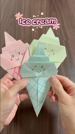 DIY origami ICE cream cone 🍦 #origamicraft #diycrafts #papercraft #momlifejapan #kidsactivities