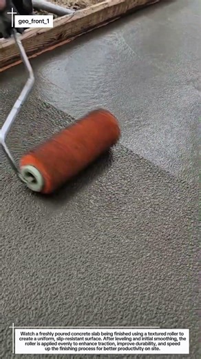 Concrete Slab Finishing with Textured Roller | Professional Concrete Surface Technique