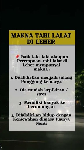 MAKNA TAHI LALAT DI LEHER, MITOS ATAU FAKTA?
