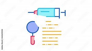 study of action of injection Icon Animation. color study of action of injection animated icon on white background