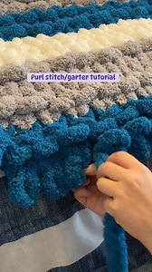 Learn how to add texture to your chunky knit blankets! Purl stitch is a great beginner friendly technique that adds beautiful texture to a chunky knit blanket. Knitting one row (K) and then purling the next row (P), is called garter stitch. This adds a gorgeous pattern. 😍 #chunkyknitblanket #chunkyyarn #chunkyknitparty #diy | Chunky Knit Party
