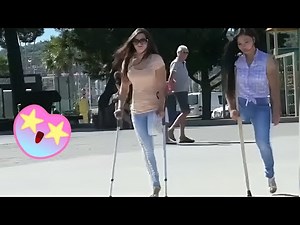 Two Sexy Amputee Girls Crutching outside ⚡ Stunning & Beautiful Amputee Woman | Positivity, devotees